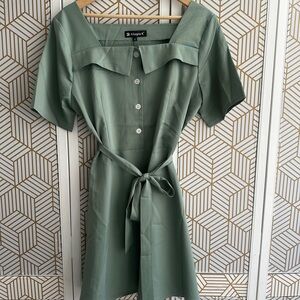 Allegra K Green A-line Mini Dress with Sailor Collar